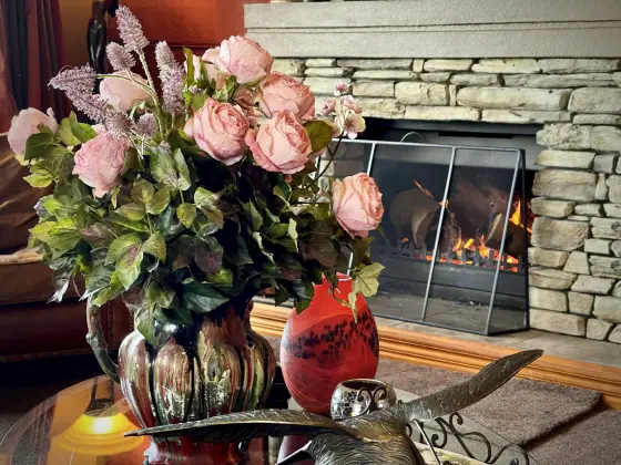 The Flying Trout Boutique Lodge Lounge Fireplace